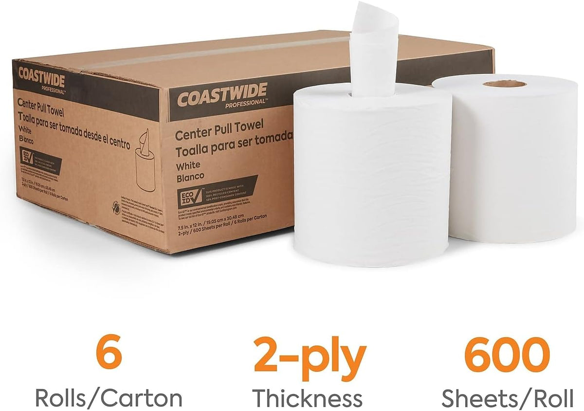 Professional Recycled Centerpull Paper Towels, 6 Rolls/Pack