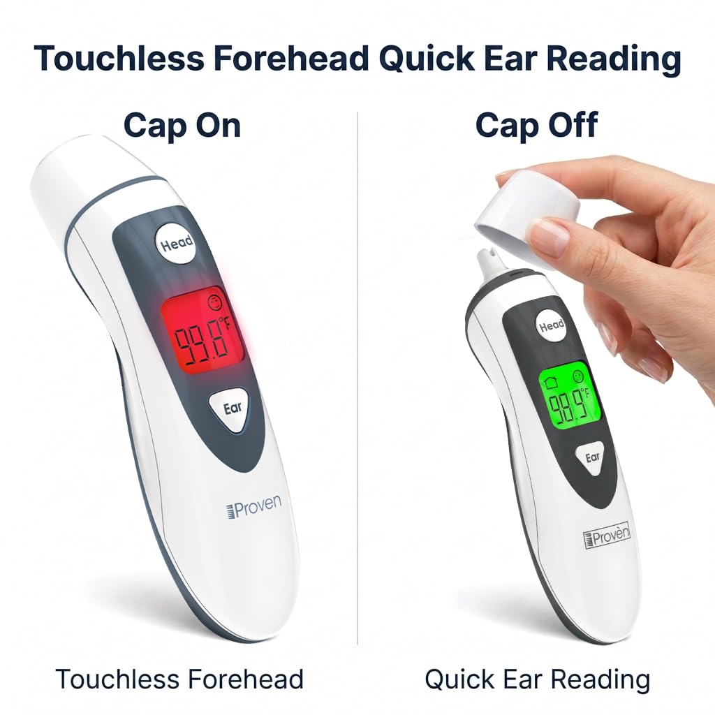 iProven Ear and Forehead Thermometer for Adults Kids and Baby - 2-in-1 Ear and Forehead, 1-Second Readings, Fever