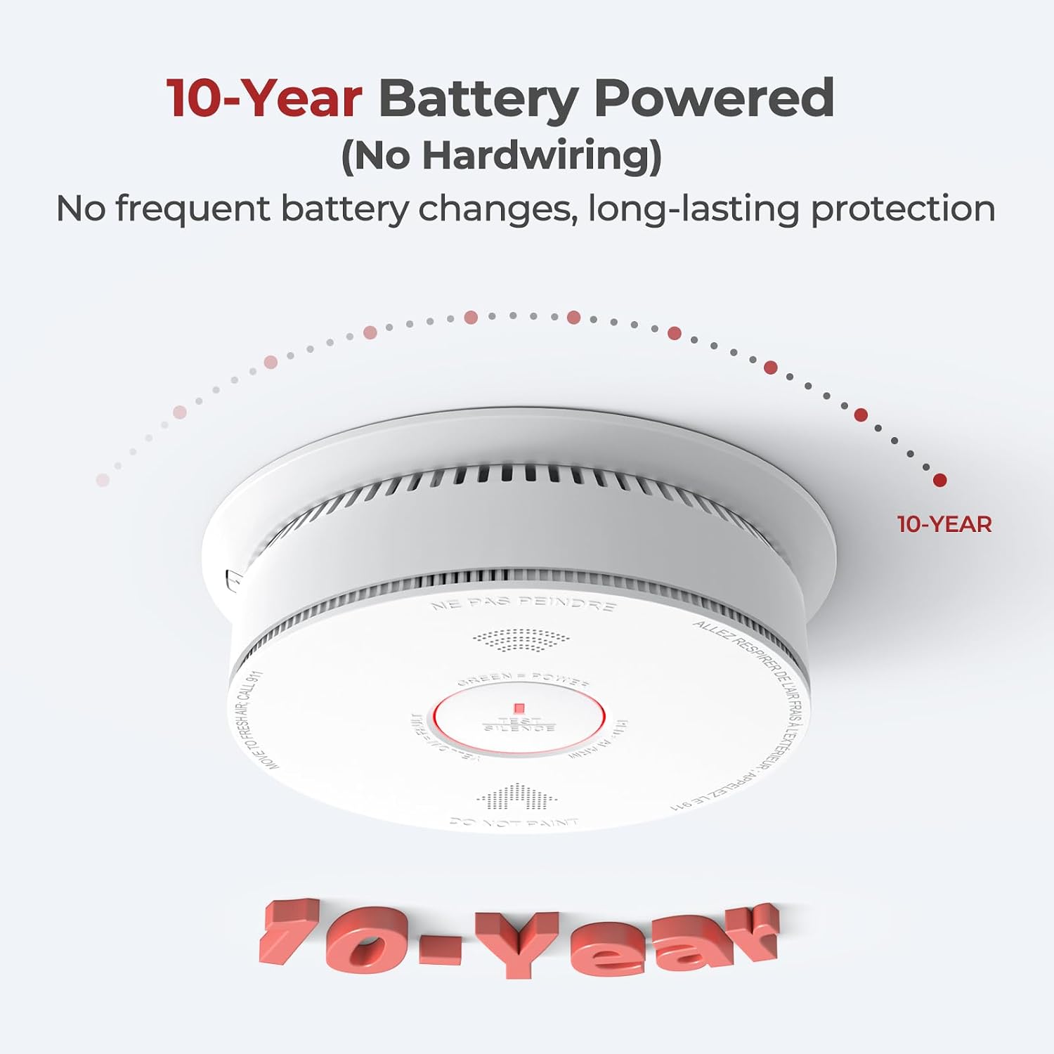 Smoke Detector Carbon Monoxide Detector Combo 10 Year Battery with Bilingual Voice Alerts,Fire Smoke & Carbon