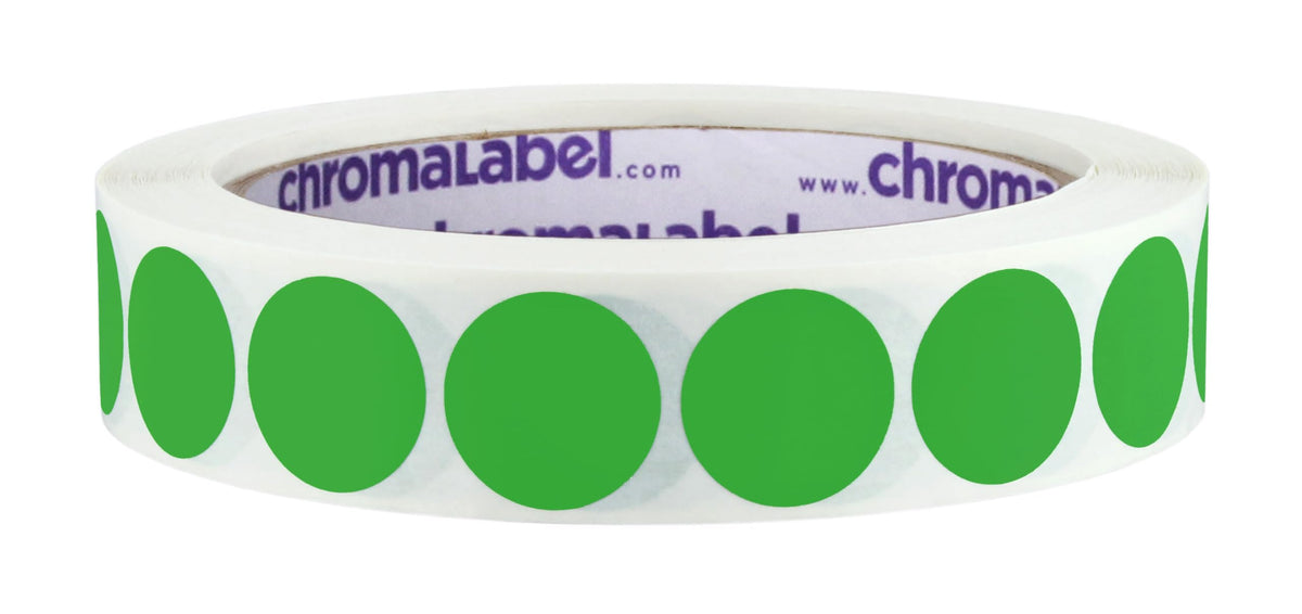 Green Dot Stickers, 3/4 Inch Removable, 1000/Roll