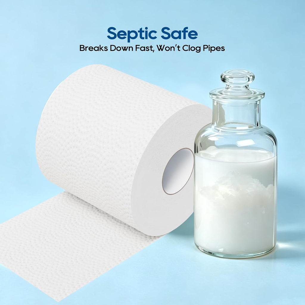 Bamboo Toilet Paper 3-Ply, Septic Safe Bath Tissue, 24 Rolls, White