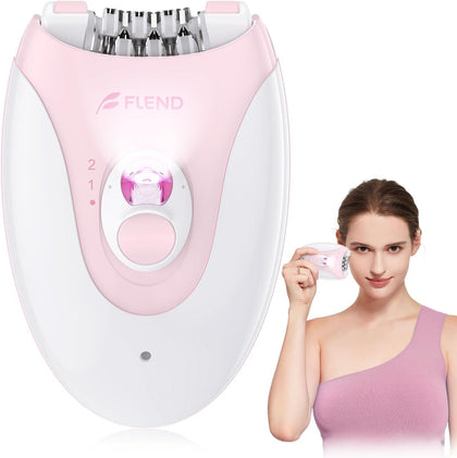 Smooth Glide Epilator for Women, Gentle 2-Speed Hair Removal Device with LED Light, 36 Tweezers & Massage Pad