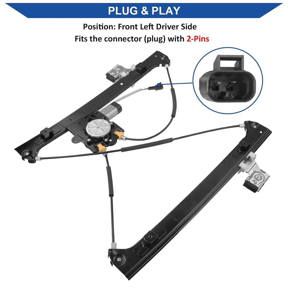 Obaee Window Regulator with Motor Front Left Driver Side, Replace 741-690