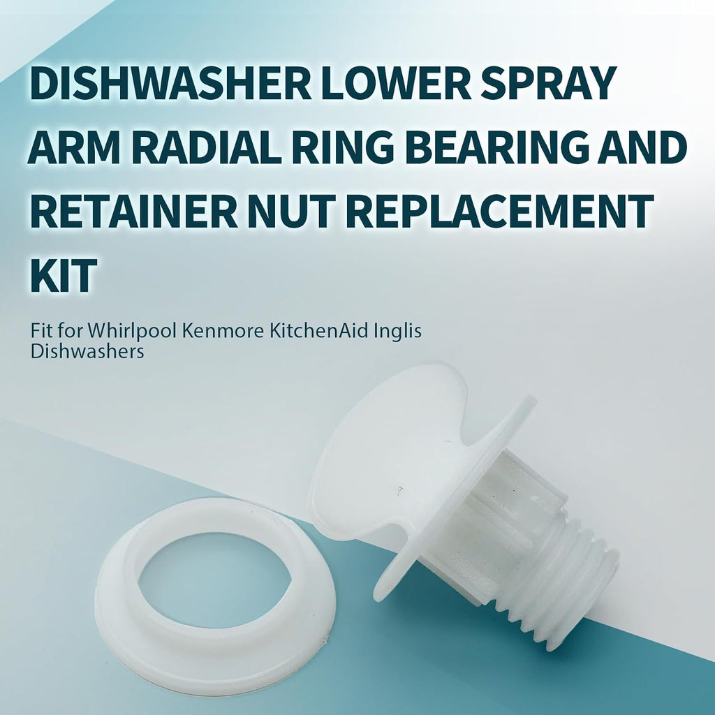 Dishwasher Lower Spray Arm Radial Ring Bearing and Retainer Nut Replacement Kit for Whirlpool Kenmore KitchenAid Inglis Dishwashers 9742945 9742946, WP9742945 AP3044826 PS402230 EA402230 AH402230
