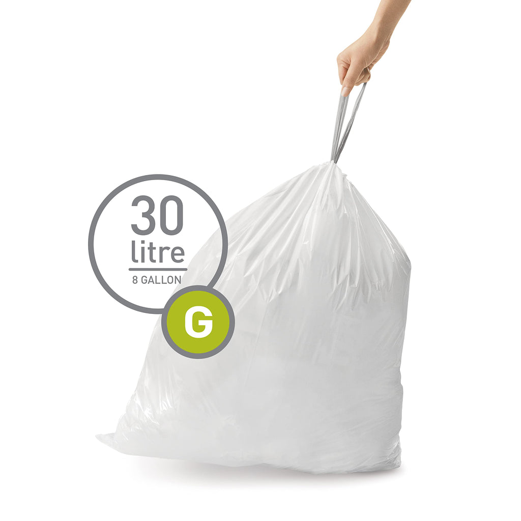 Code G 60 Count Custom Fit Liners, Drawstring Kitchen Trash Bags, One-by-One Mess-Free Dispense, Extra Thick & Double