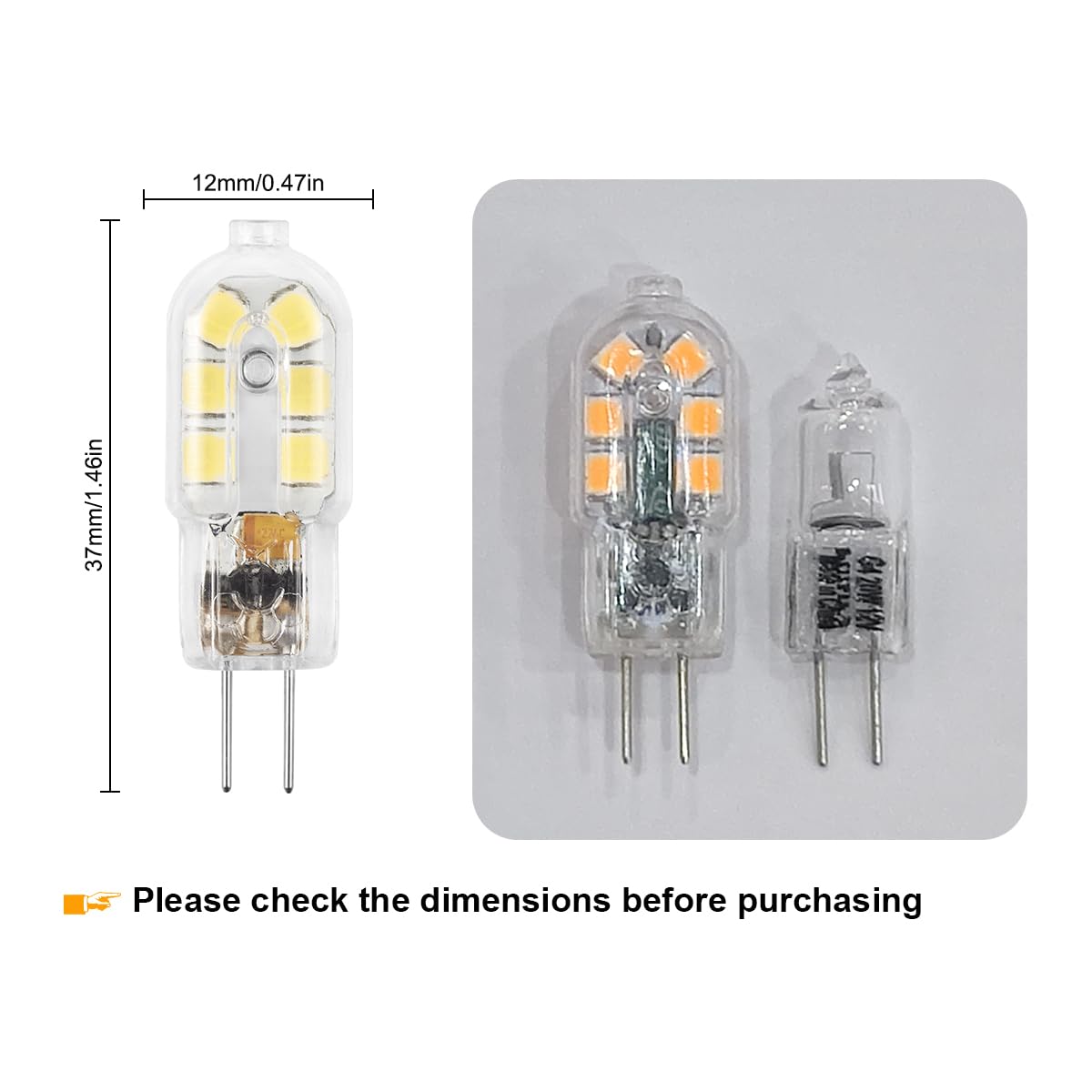 G4 LED Bulb, 12V Bi Pin, 20W Halogen Bulb Replacement 6000K