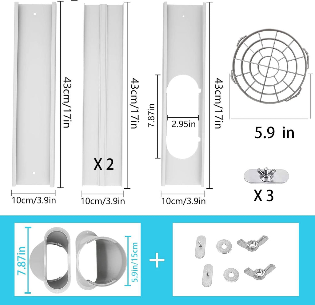 Portable Air Conditioner Kit with Hose, Adjustable Window Seal with 5.9 Inch Diameter 59" Length Hose for