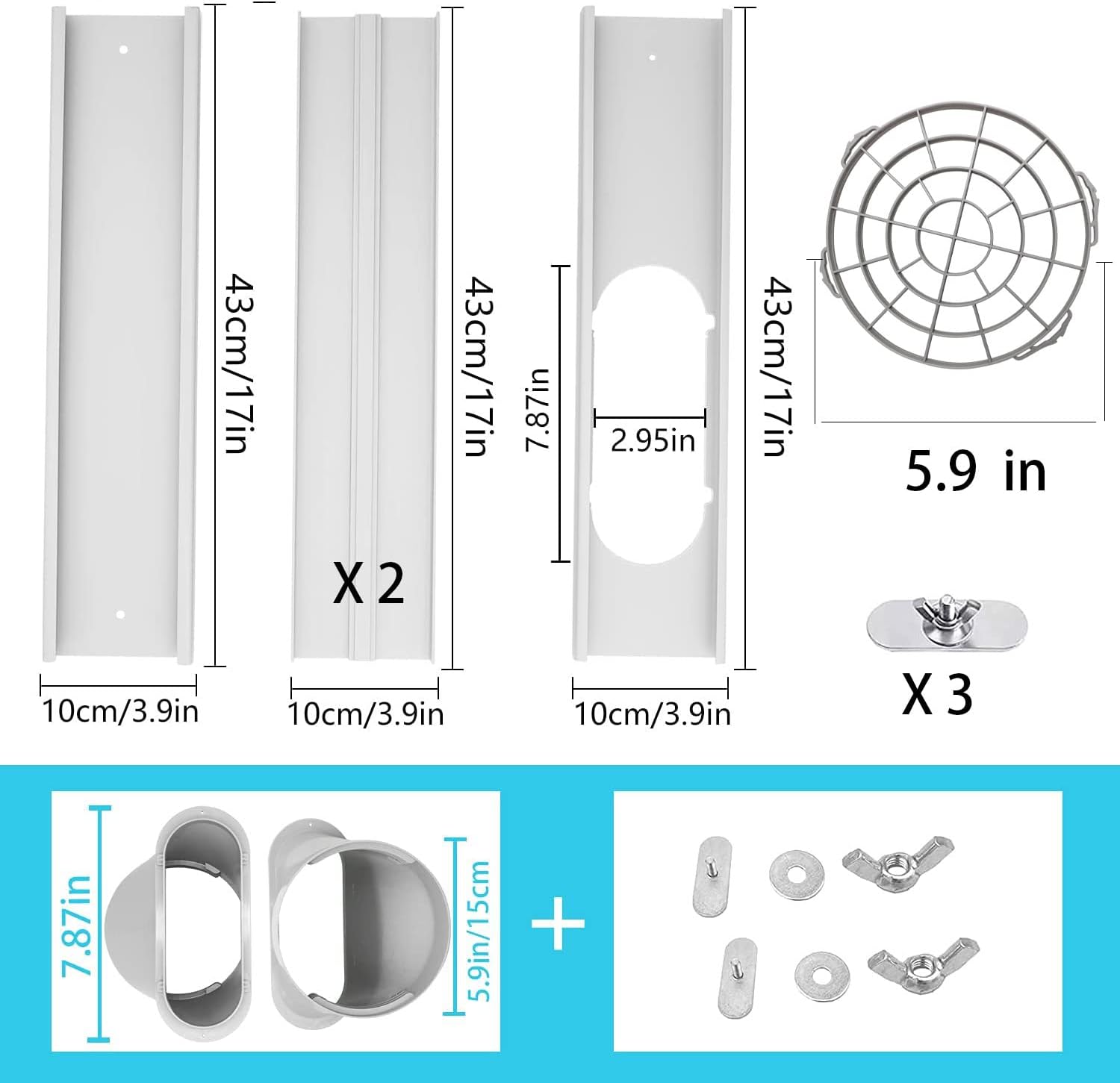 Portable Air Conditioner Kit with Hose, Adjustable Window Seal with 5.9 Inch Diameter 59" Length Hose for