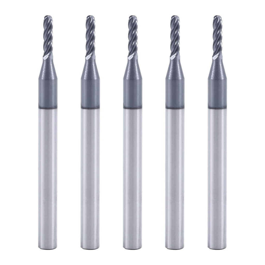 1/16" 4 Flute Carbide Ball Nose End Mill 1/8" Shank Diameter 5Pcs