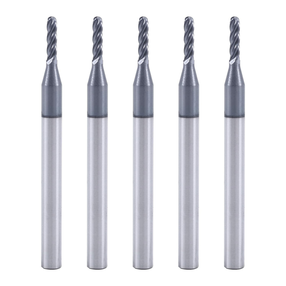 1/16" 4 Flute Carbide Ball Nose End Mill 1/8" Shank Diameter 5Pcs