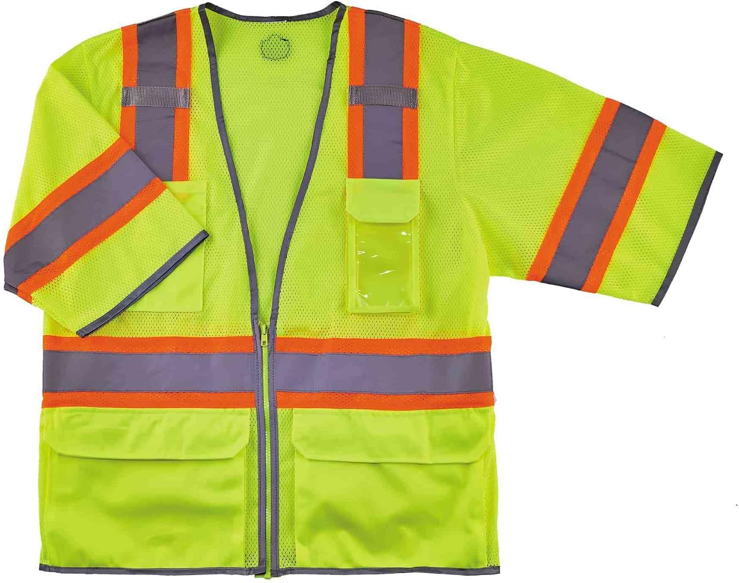 unisex adult Two-tone Hi-vis Class 3 Two Tone Hi Vis Surveyor Vest Zipper, Lime, Large-X-Large US