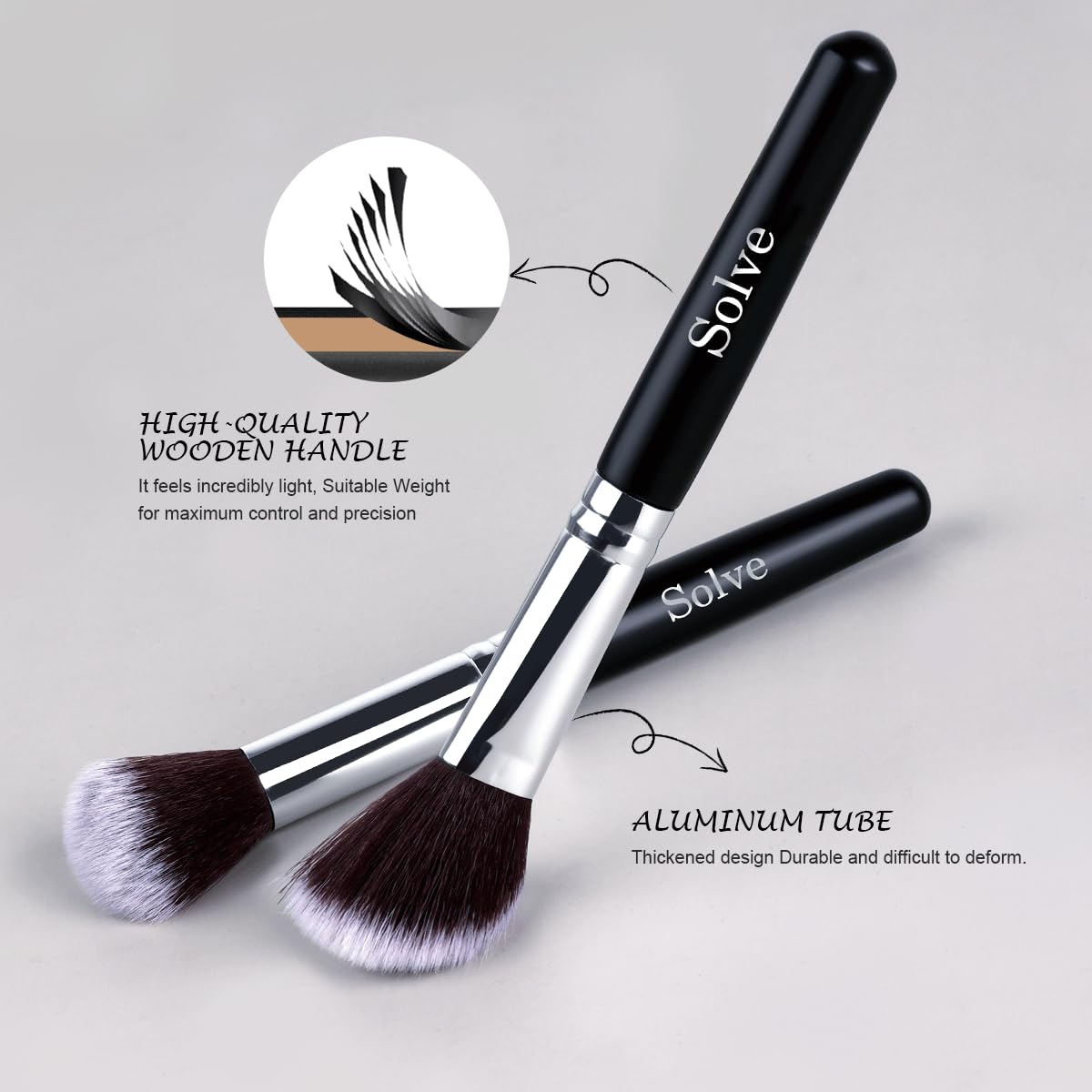 Makeup Brush Set, SOLVE 32 Pieces Professional Makeup Brushes Wooden Handle Cosmetics Brushes Foundation Concealer