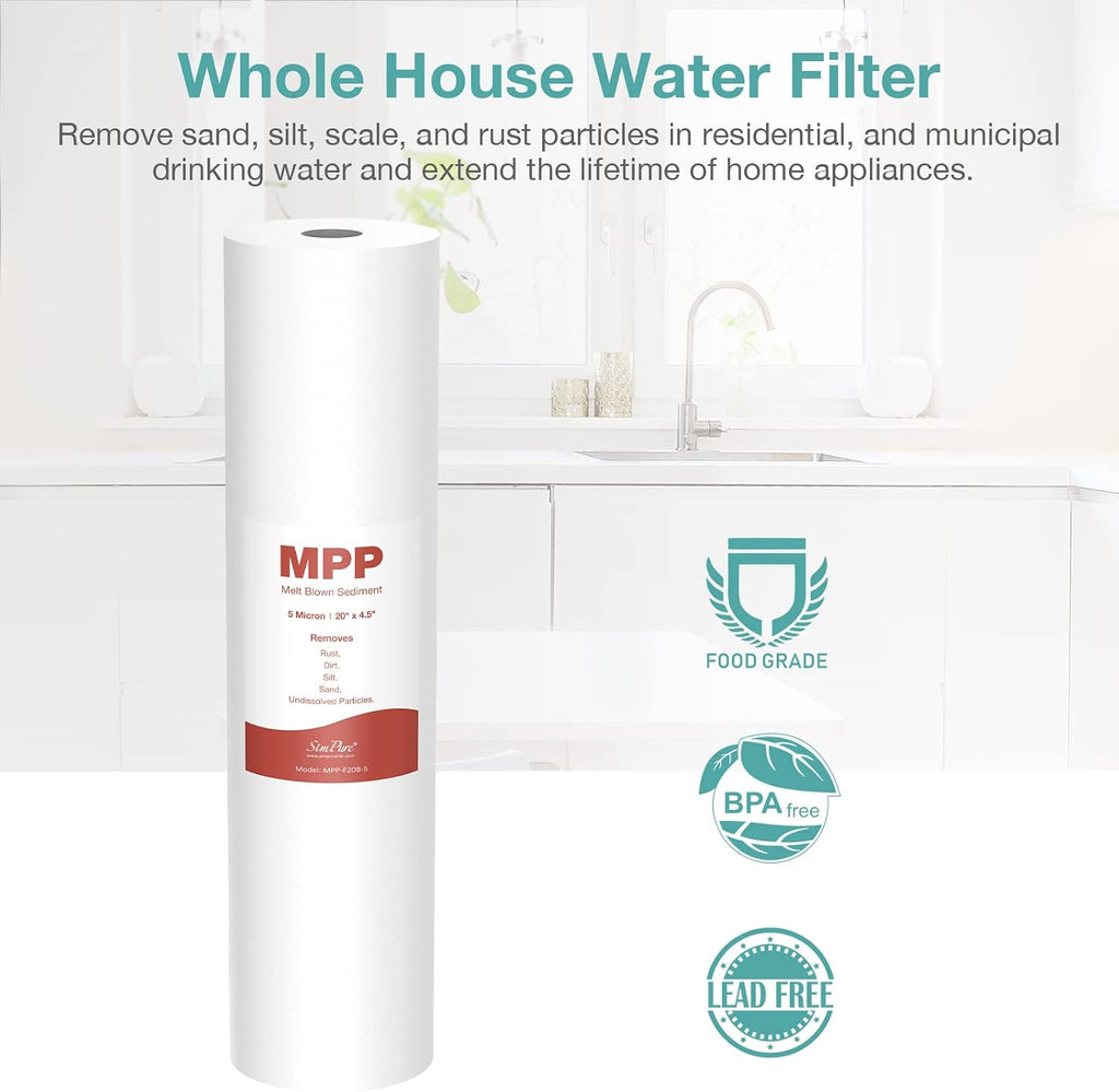 5 Micron 20" x 4.5" Whole House Sediment Water Filter Cartridge