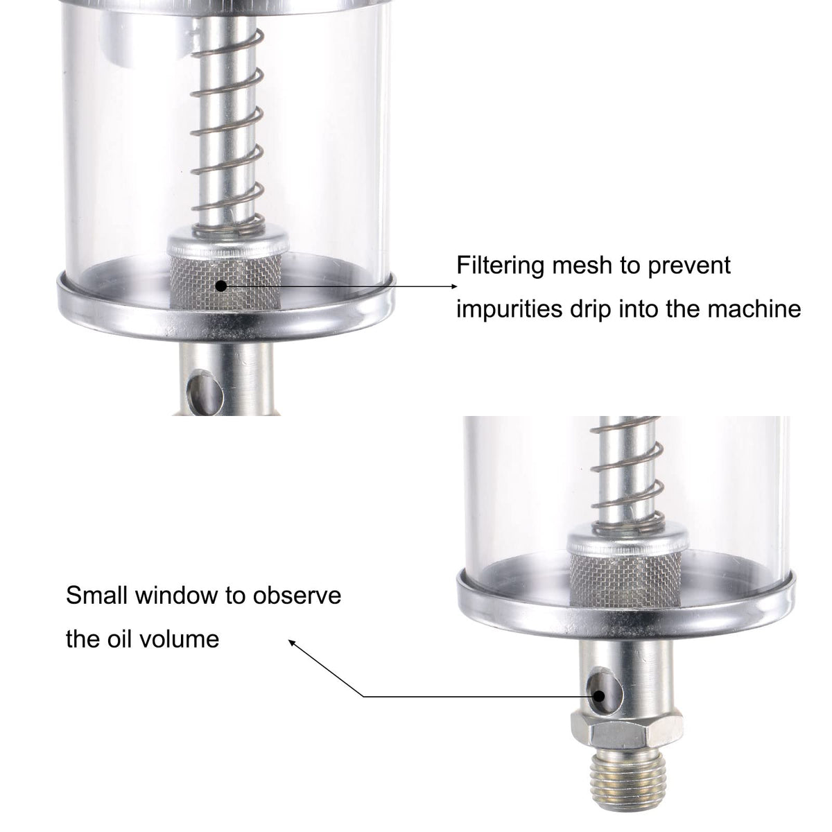 uxcell Needle Valve Type Oil Cup G1/4 Thread 100ml Sight Gravity Drip Feed Oiler