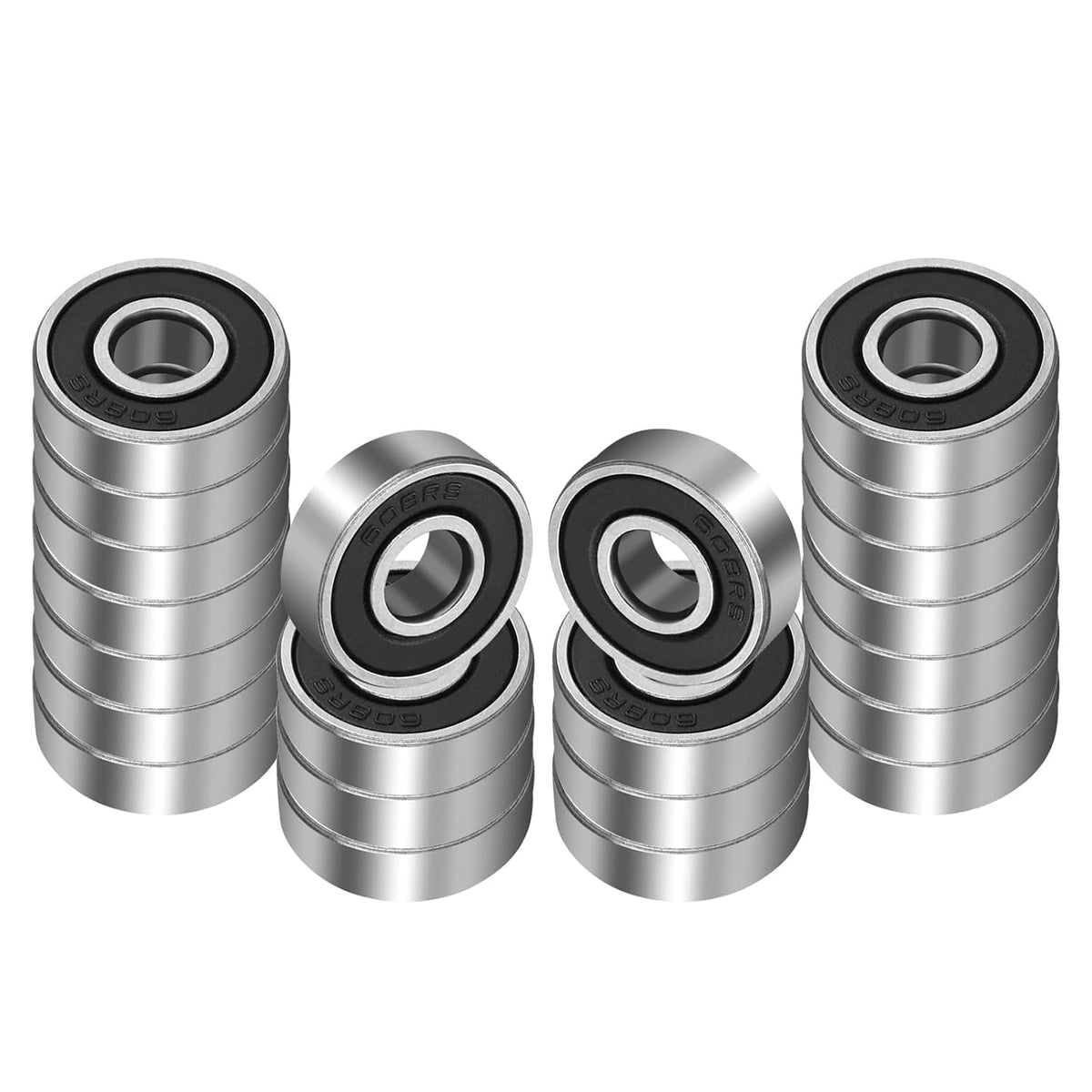22pcs 608 2RS Ball Bearings - 608-RS Bearing Steel Double Rubber Sealed Miniature Deep Groove Ball Bearings (8mm x 22mm x 7mm)