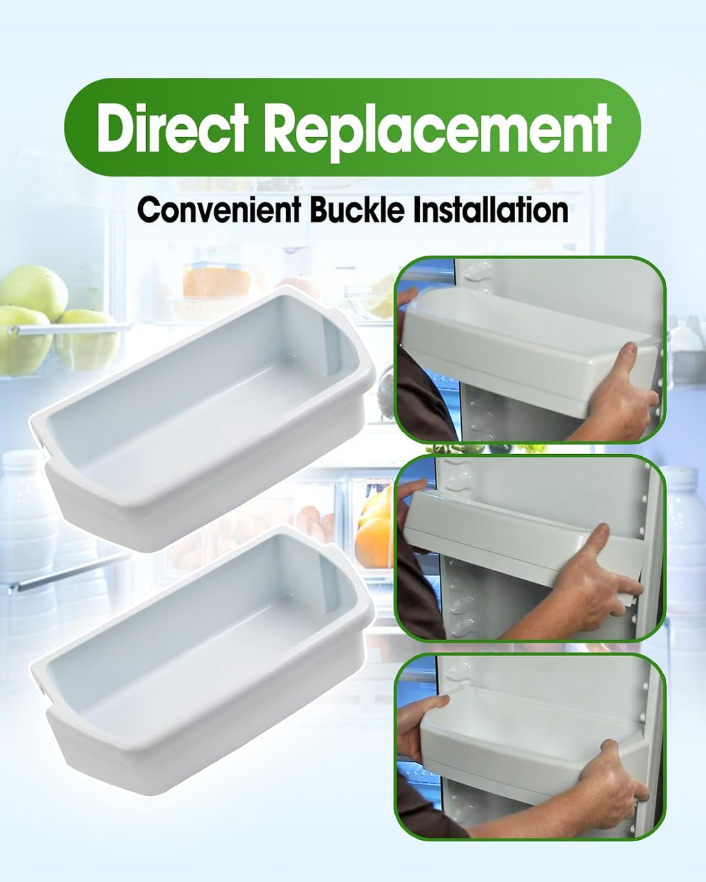 2 Pcs Refrigerator Door Shelf Bin Replace WP2204812 2204812 AP6006531