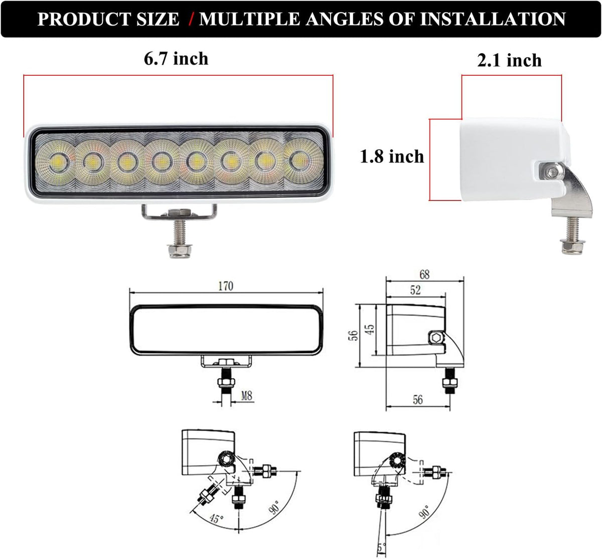 RGBW LED Boat Spreader Light, 6.7'' Deck Dock Marine Flood Lights