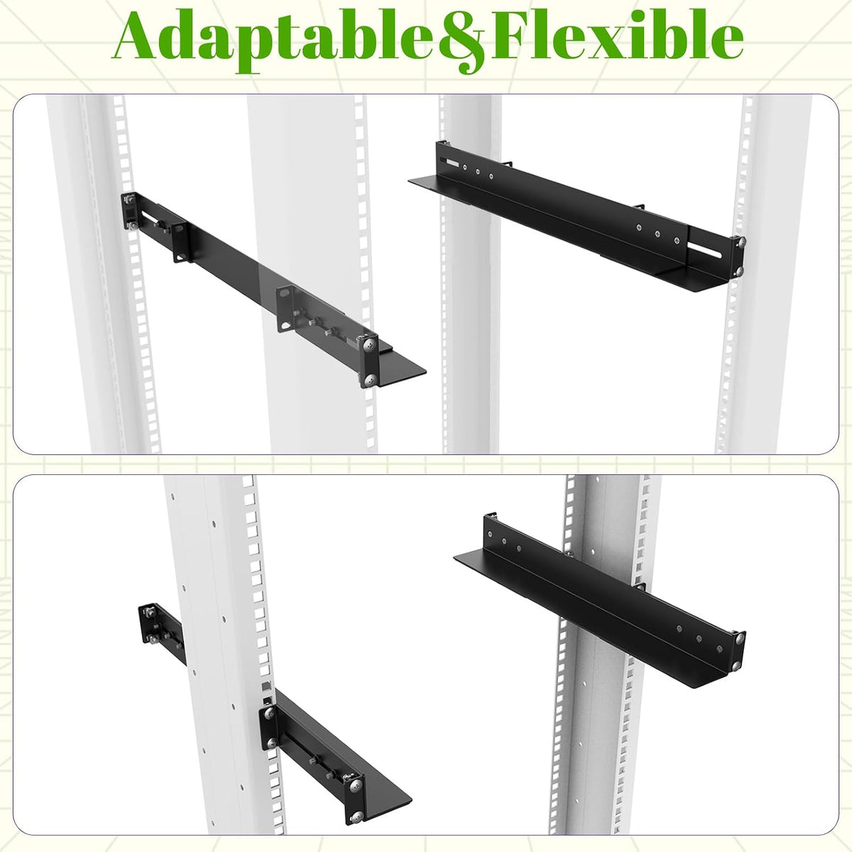1U 19inch Server Rack Rails 15-24 inch Adjustable Depth Server Rack Rail