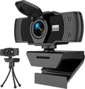 Full HD 1080P Webcam with Dual Microphones & Privacy Cover for PC, Desktop, Laptop, Plug&Play USB Computer Camera