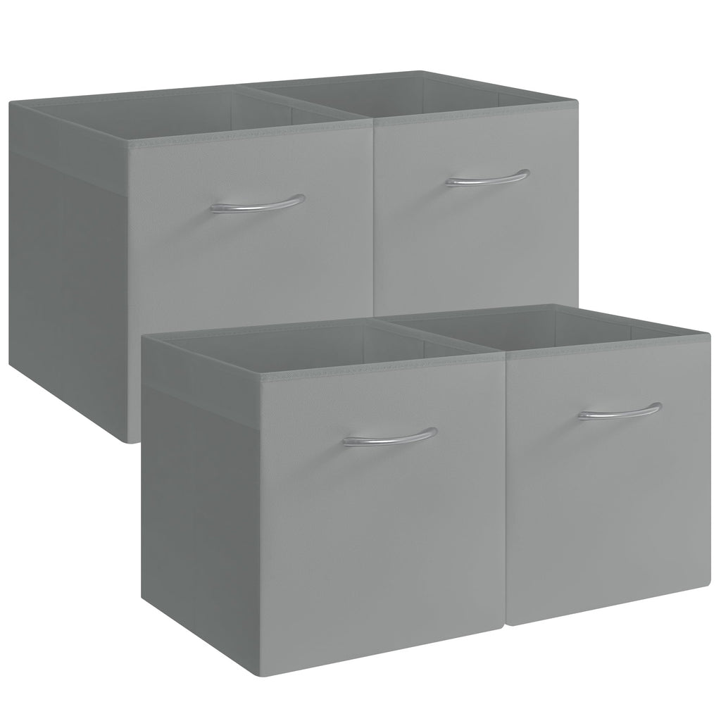 13x13 Storage Cubes, Fabric Storage Bins, Gray, 4-Pack