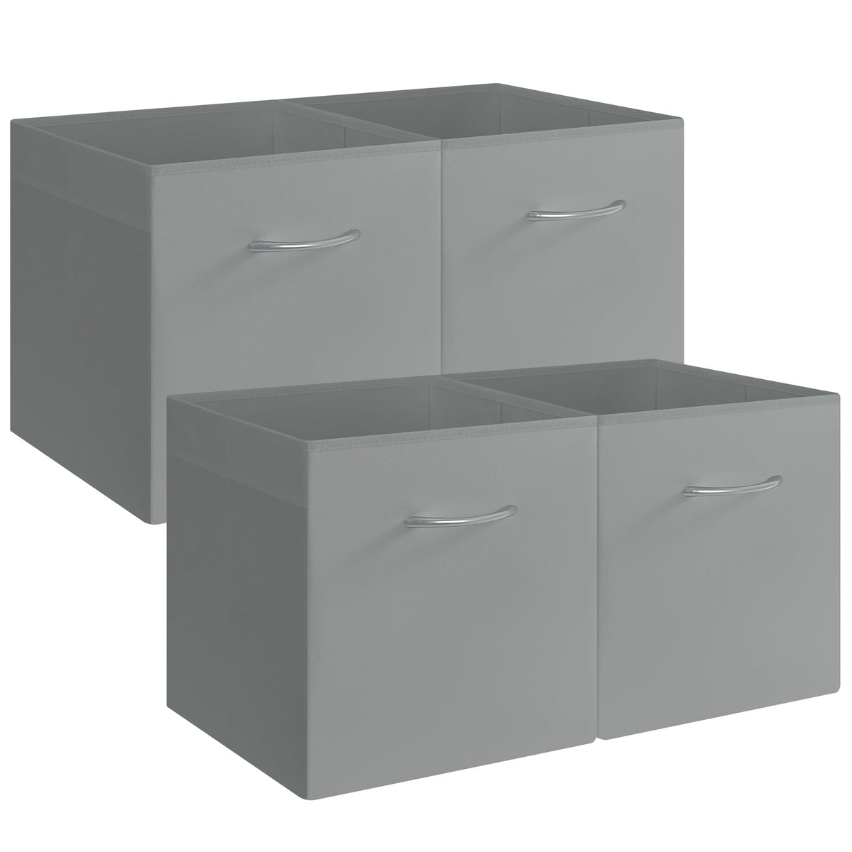 13x13 Storage Cubes, Fabric Storage Bins, Gray, 4-Pack