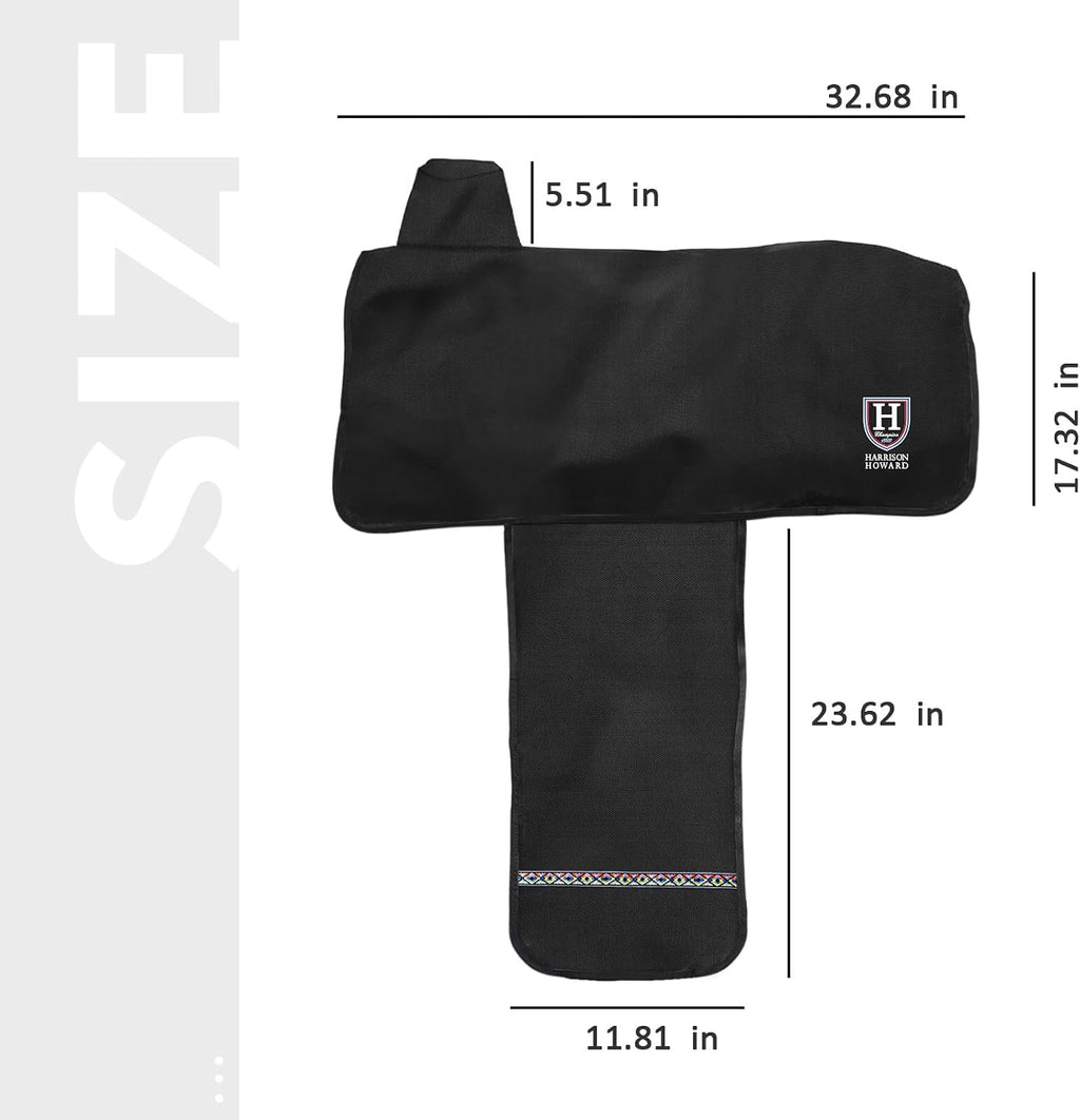 Soft Fleece Lining Water-Proof Long-Lasting Reliable Protection Western Saddle Cover-Black