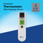 Zewa 4-Way Rotating Infrared Thermometer | Forehead Non-Touch Technology | Fast 1-Second Reading | Distance Detection | LCD 3-Color Display | Memory Recall | Measures Person & Objects