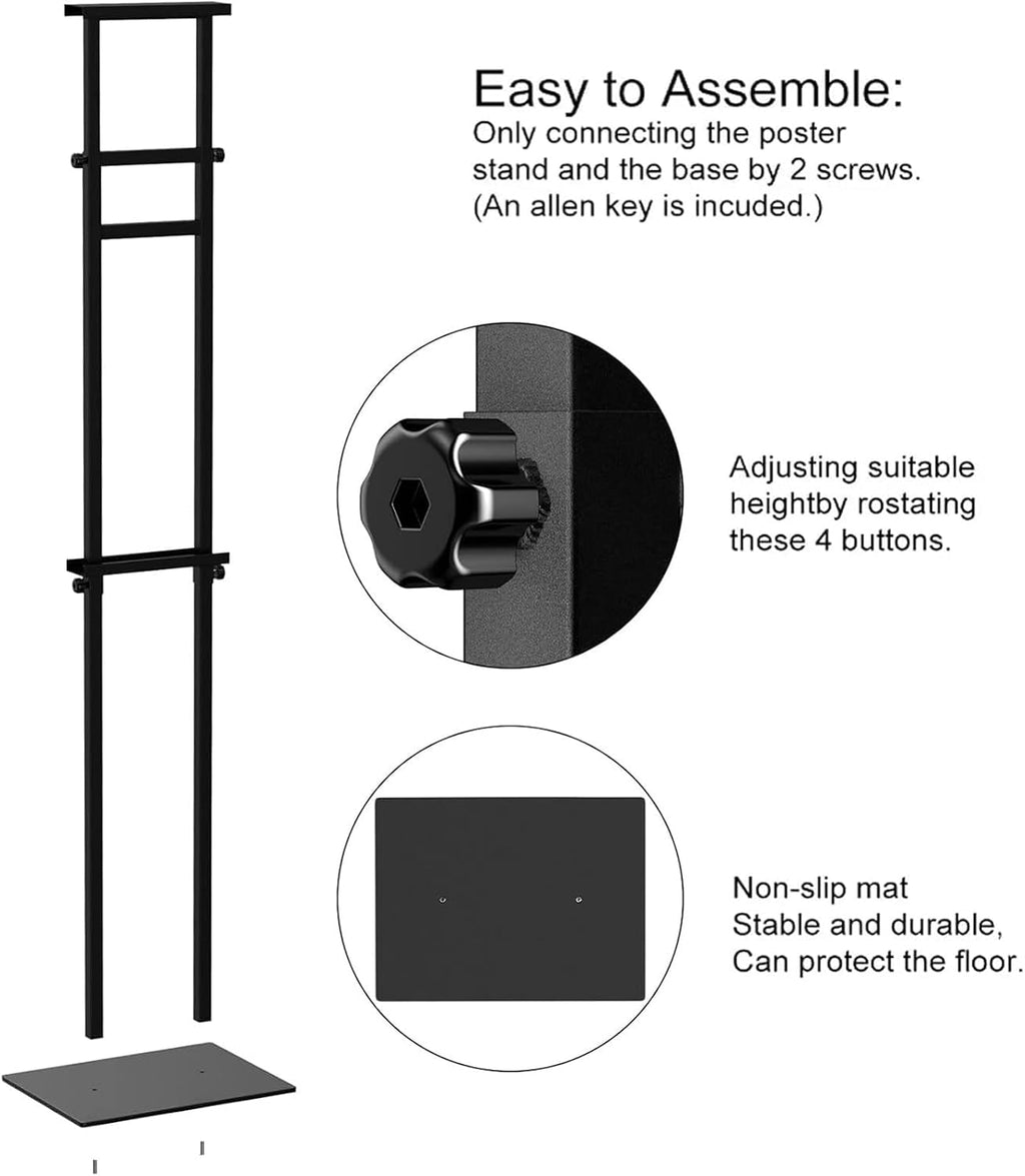 Poster Stand for Display Pedestal Sign Stand | Double Sided Sign Holder Floor Stand, Non-Slip Base, Heavy Duty, 75"