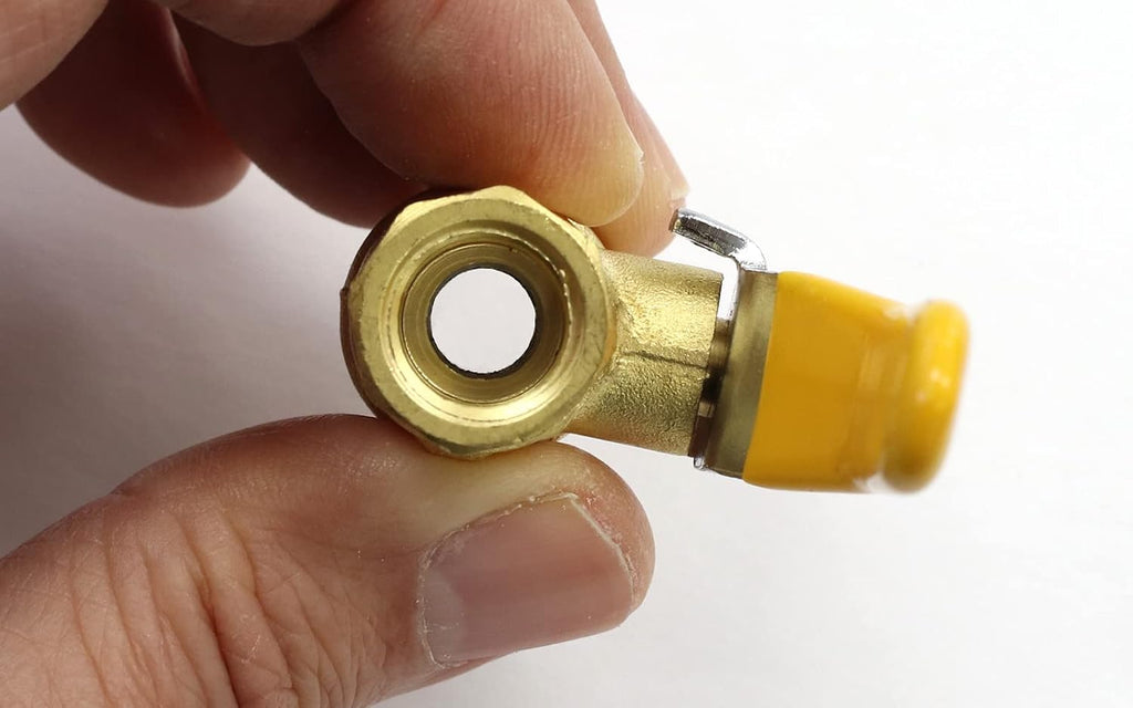 Lead-Free Forged Brass Air Compressor In-Line Ball Shut Off Valve, Quarter Turn, 1/4" Male NPT (MNPT) X 1/4" Female