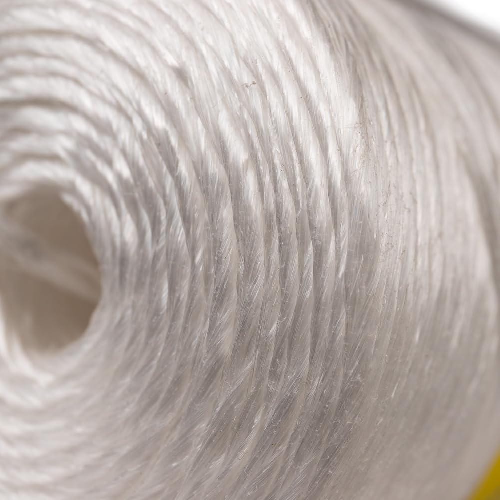Rope and Cord Polypropylene Twine - Perfect for Outdoor, Gardening, Landscaping, and Shipping - 1000 ft Tube, White