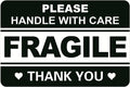 2x3 inch 200pcs Black Fragile Sticker for Shipping
