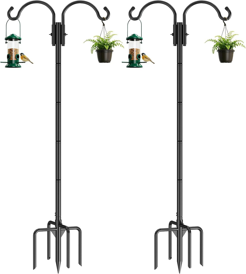 2 Pack Adjustable 84inch Double Shepherds Hook for Outdoor