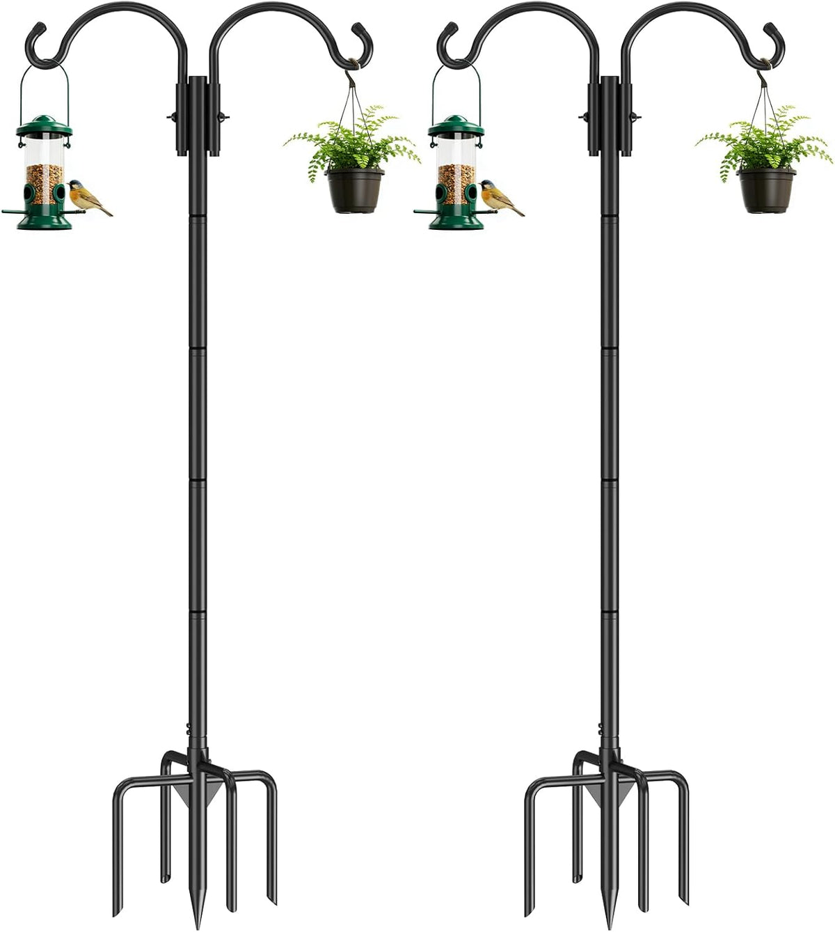2 Pack Adjustable 84inch Double Shepherds Hook for Outdoor