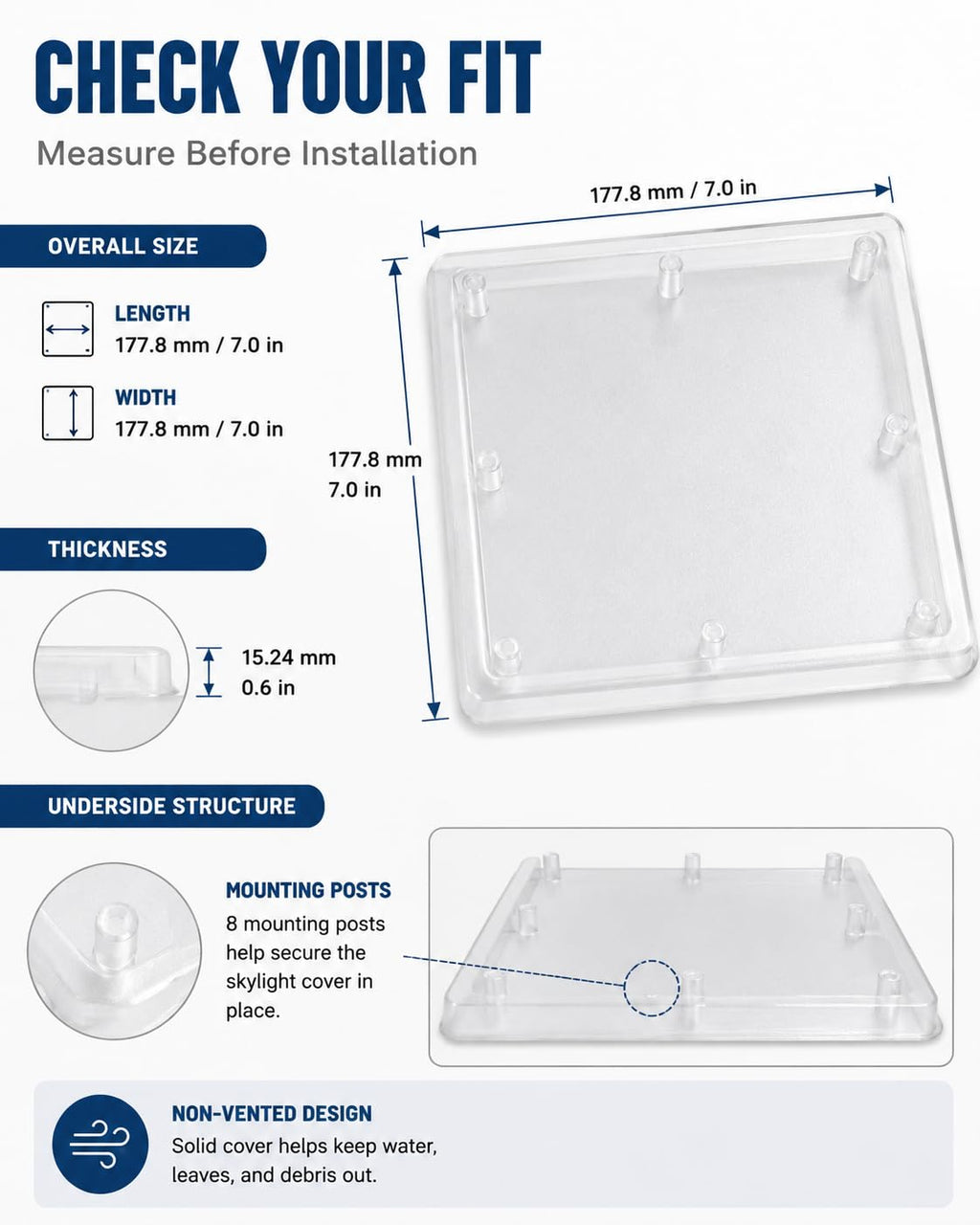 Shed Skylight Replacement Compatible with Suncast 0462978, Non-Vented Cover