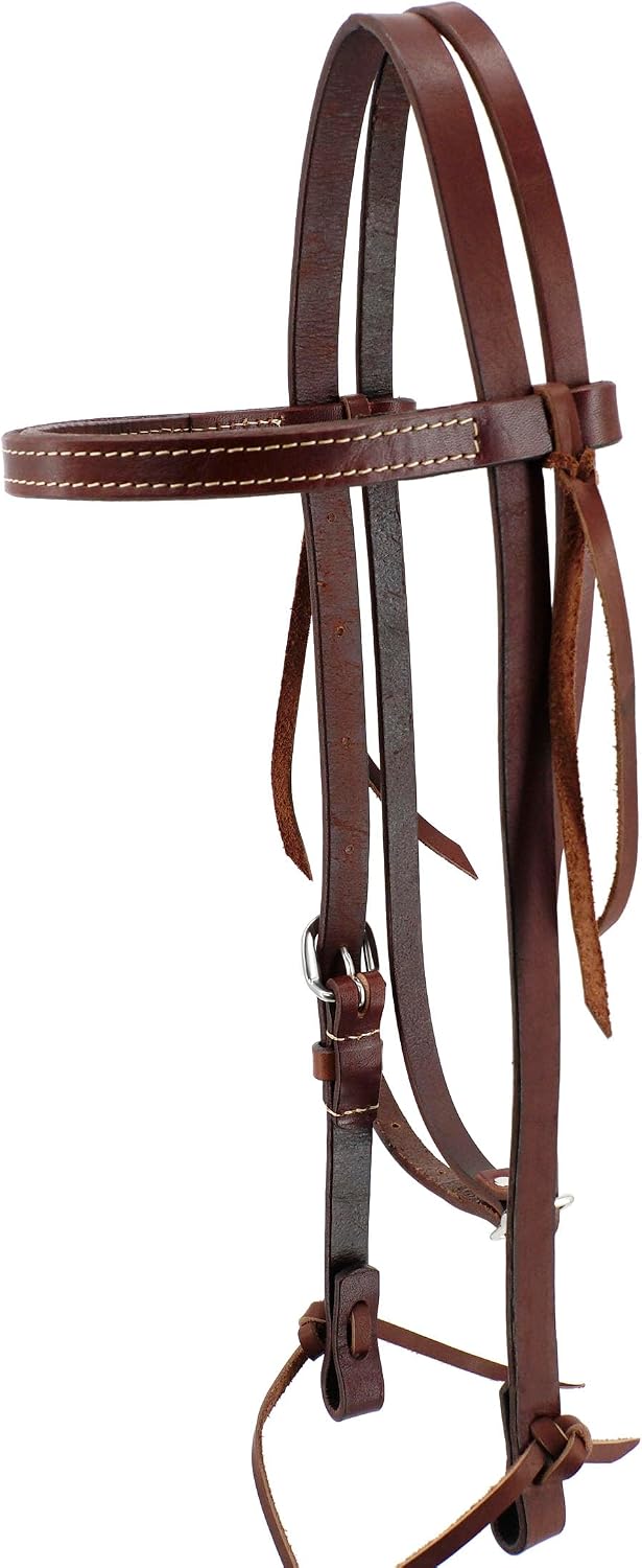 Western Horse Browband Bridle Headstall – Premium Heavyweight Oil-Tanned Full-Grain Leather Handcrafted for Ranch