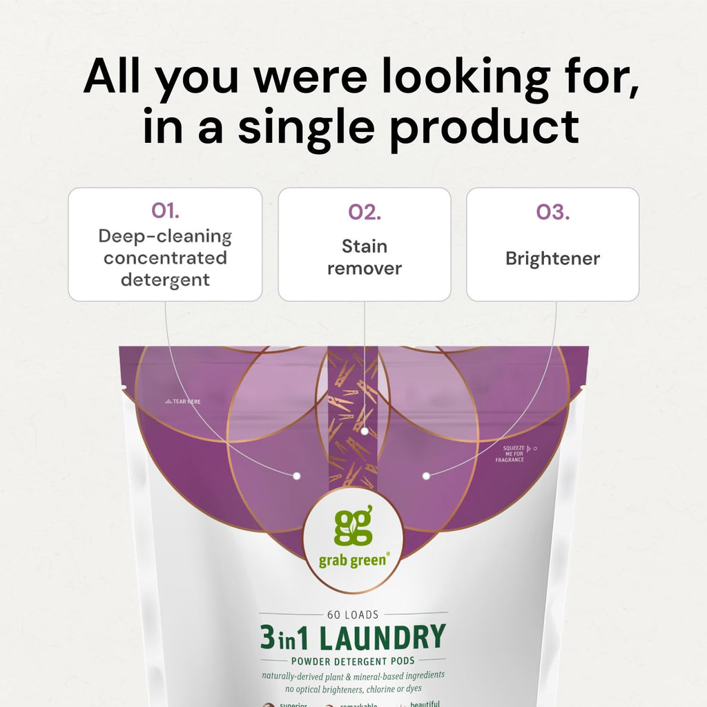 3-in-1 Laundry Detergent Pods, 60 Count, Lavender + Vanilla