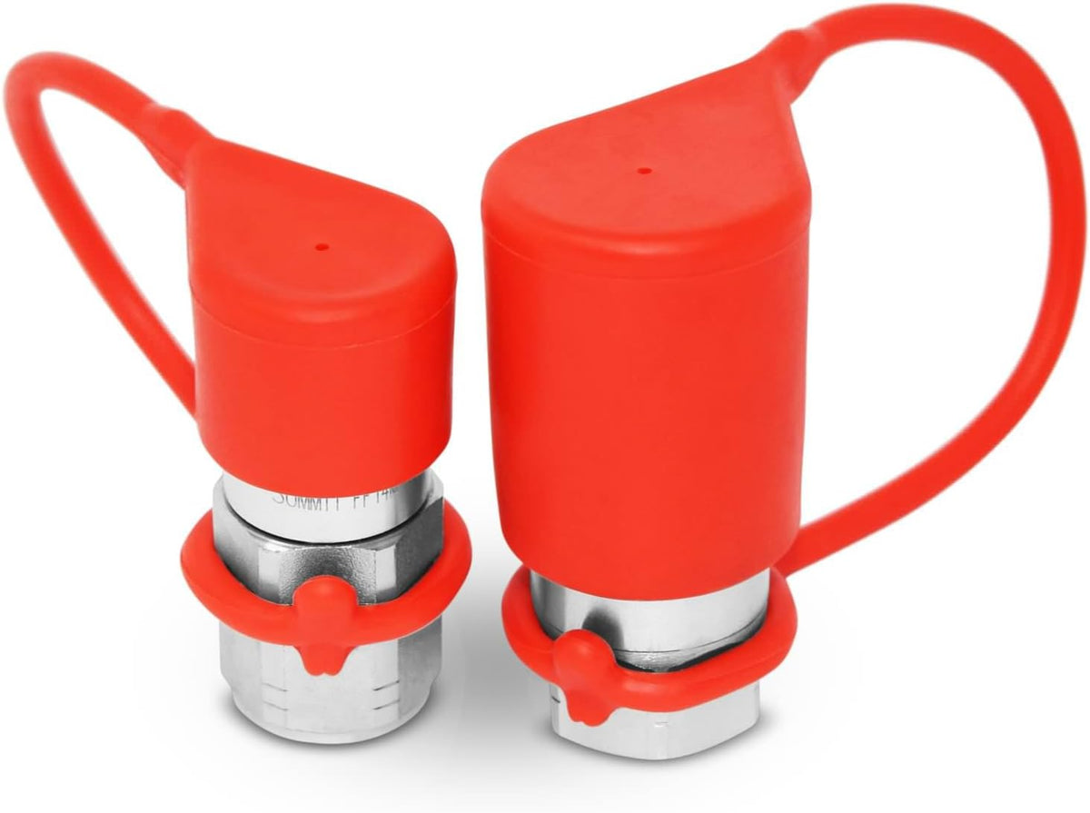 Summit Hydraulics 1/4" NPT Flat Face Hydraulic Quick Connect Coupler Set w/Dust Caps