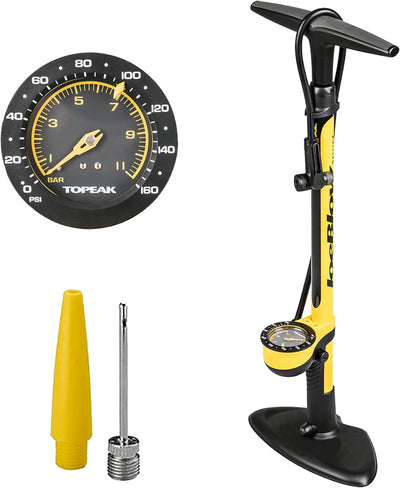 JoeBlow Sport III High-Pressure Bike Floor Pump – 160 PSI, Durable Steel Barrel, 3” Analog Gauge, TwinHead DX5 Pump
