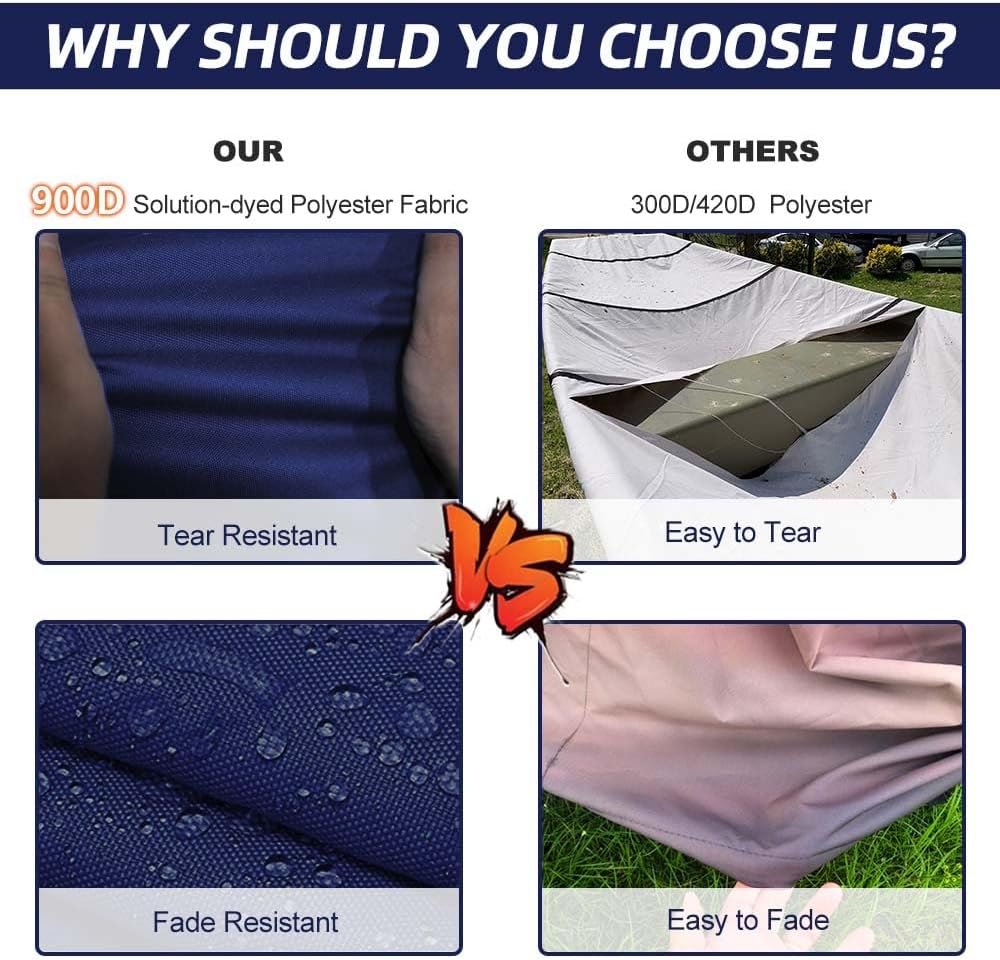 900D Marine Grade Fade and Tear Resistant Trailerable Jon Boat Cover，Heavy-Duty Waterproof and UV Protection Jon Boat