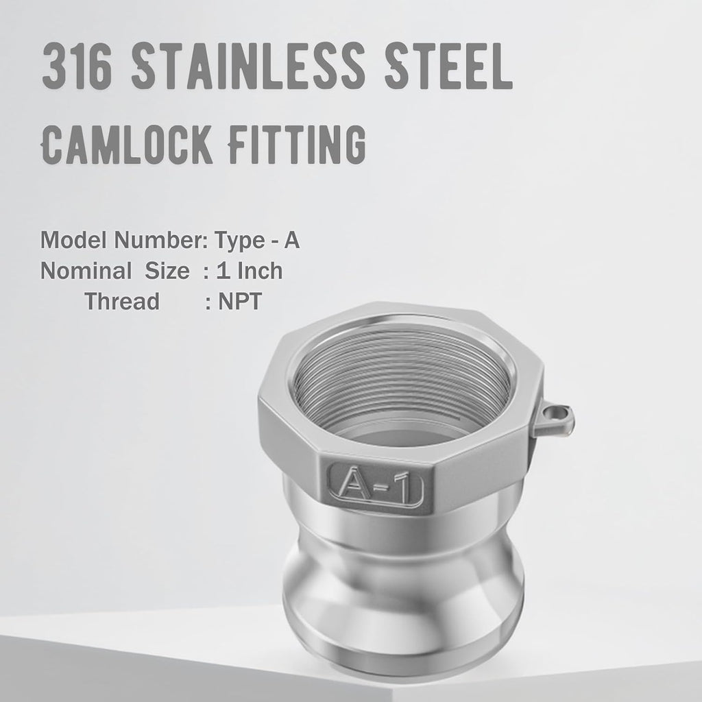 316 Stainless Steel 1" Camlock Fitting - External thread pipe fitting