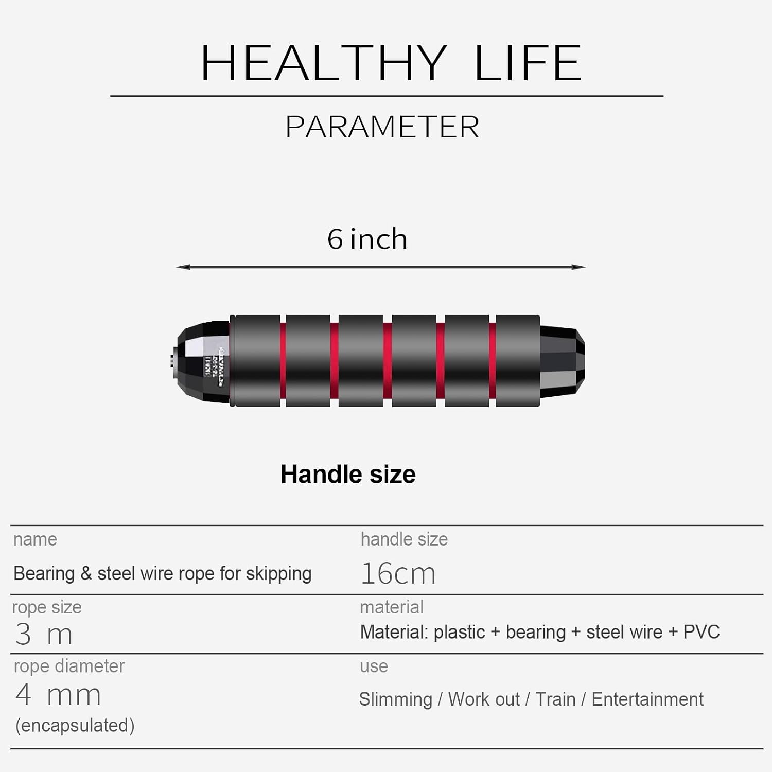 Skipping Rope with Ball Bearings Rapid Speed Adjustable Jump Rope Cable and 6” Memory Foam Handles Ideal for Aerobic