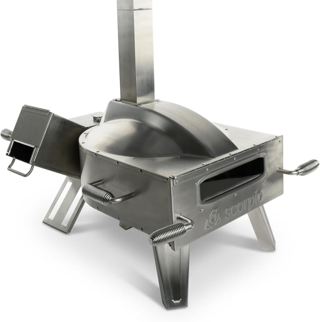 Pizza Oven - Dual Fuel Wood & Propane Portable Outdoor Pizza Oven with 16” Rotating Stone - 90 Second Cook at