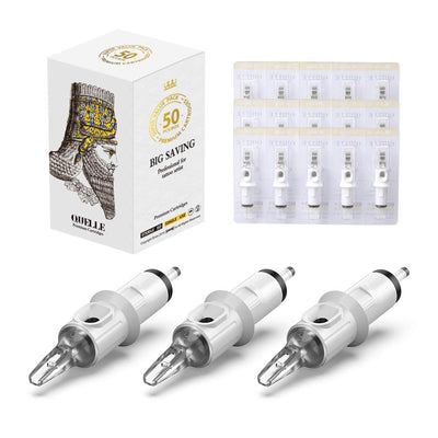 Tattoo Cartridge Needles #10 Bugpin 7 Curved/Round Magnum M-Taper 50PCS with Membrane Professional Disposable