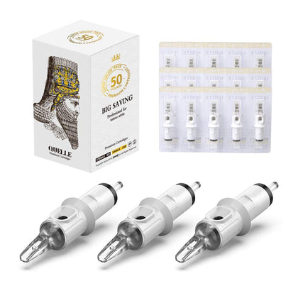 Tattoo Cartridge Needles #10 Bugpin 7 Curved/Round Magnum M-Taper 50PCS with Membrane Professional Disposable