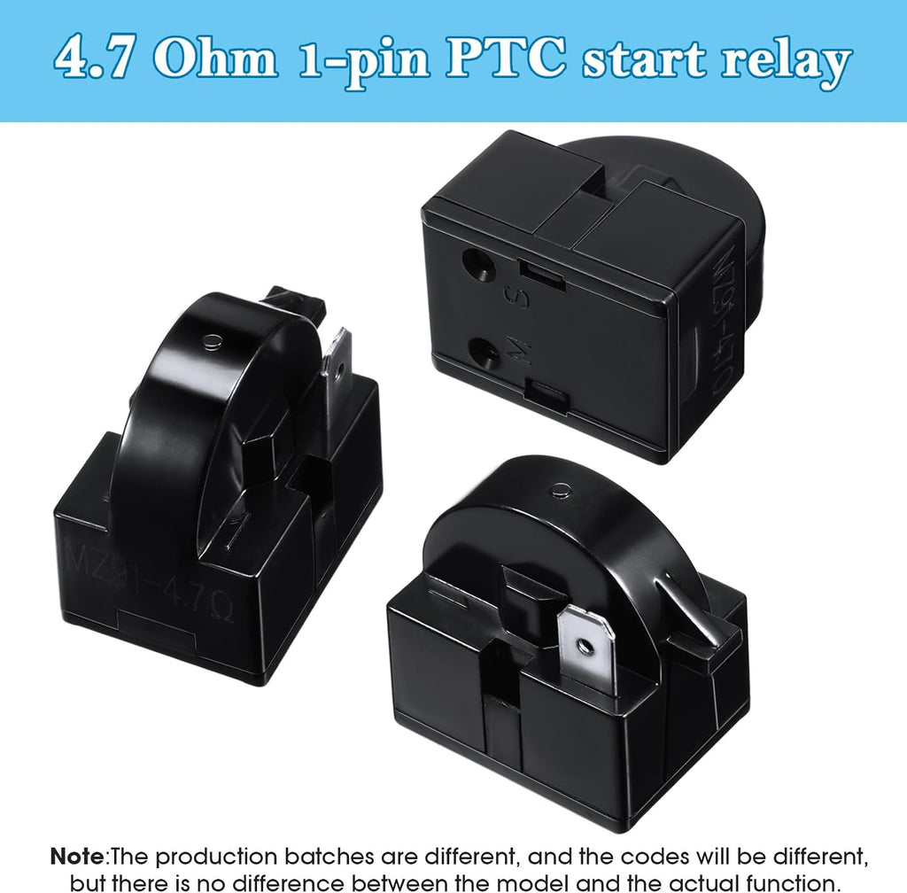 2 Pcs QP2-4.7 PTC Starter Relay & 6750C-0005P Overload Protector | 1 Pin Relay, Compatible with LG Refrigerator