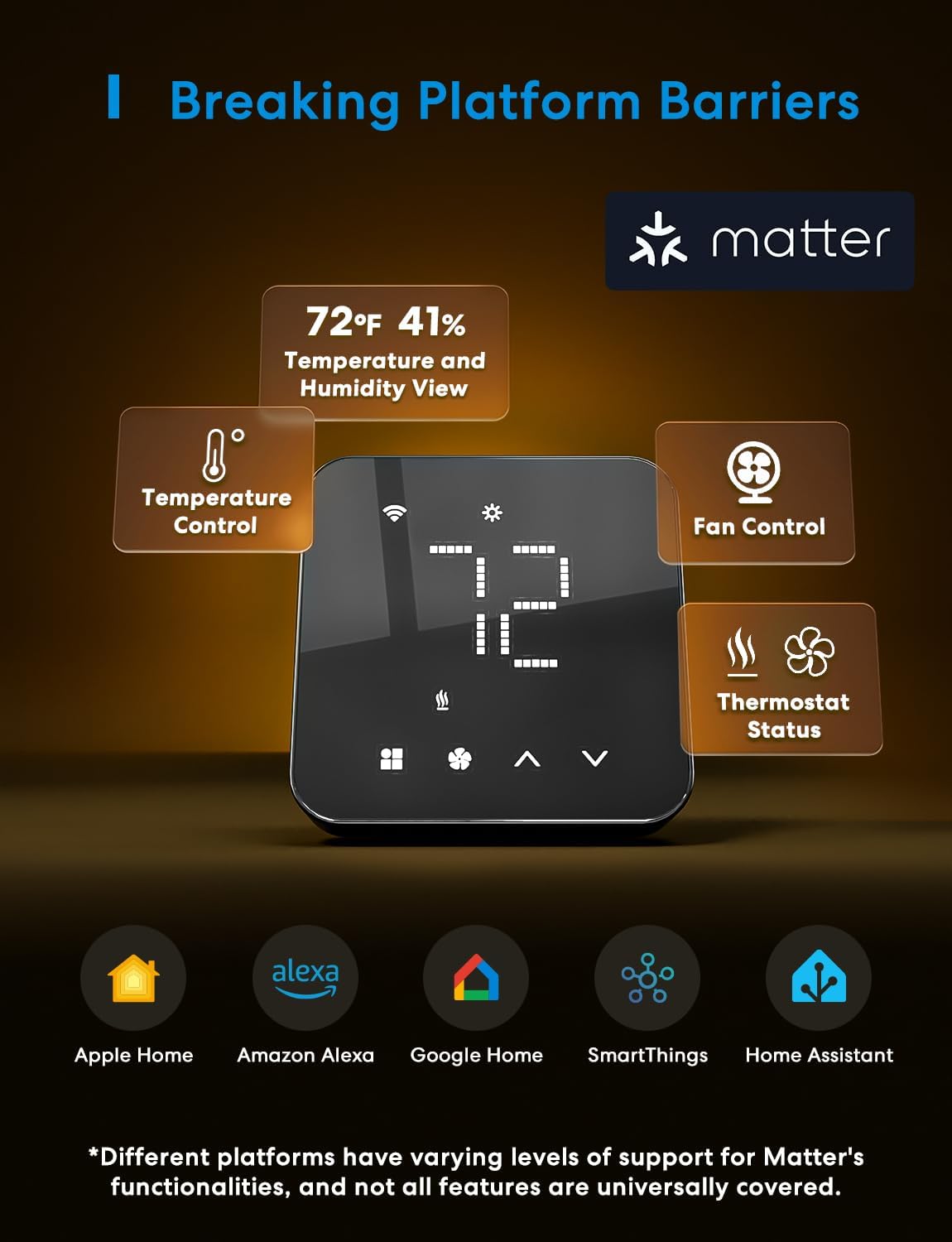 Smart Thermostats for Home, Matter Programmble WiFi Thermostat | Works with Alexa, Apple Home, Google Assistant, App