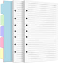 A5 Refill Paper, 7-Hole Planner Inserts for A5 Binder Budget Planner Journals Notebook, Loose Leaf Lined Paper with