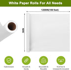 36" x 1,200"(100') White Kraft Paper Roll Banner Paper Craft Paper
