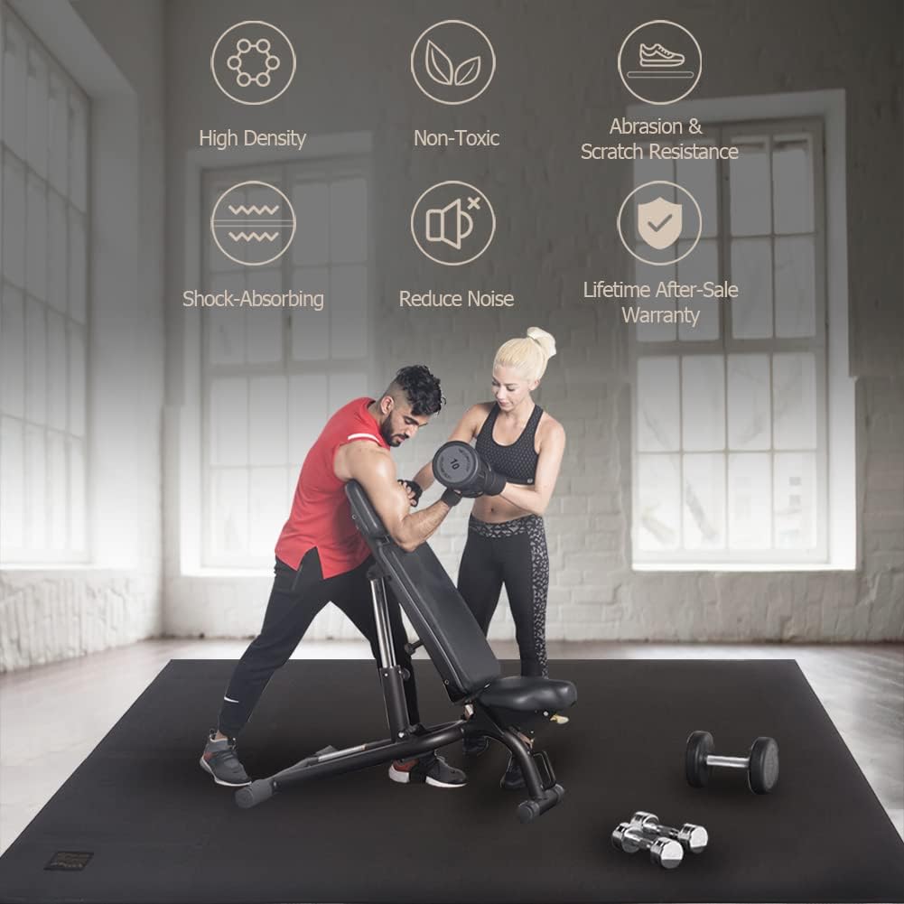 Extra Large Exercise Mat 16'x6'/12'x6'/10'x6'/8'x6'(7mm), Extra Wide Workout Mats for Home Gym Flooring, Non-Slip