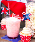 American Flag Red Blue White Paper Straws, 100 Stripe/Star Biodegradable Straws for Memorial Day /4th of July, Super